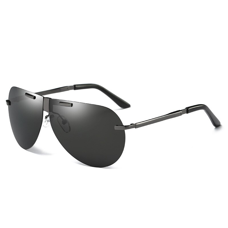 neue Faltbare Polarisierte Sonnenbrille Männer Farbe Film Randlose Brillen Pilot Fahren Brille Klapp Brillen PL1156: C02GunBlack