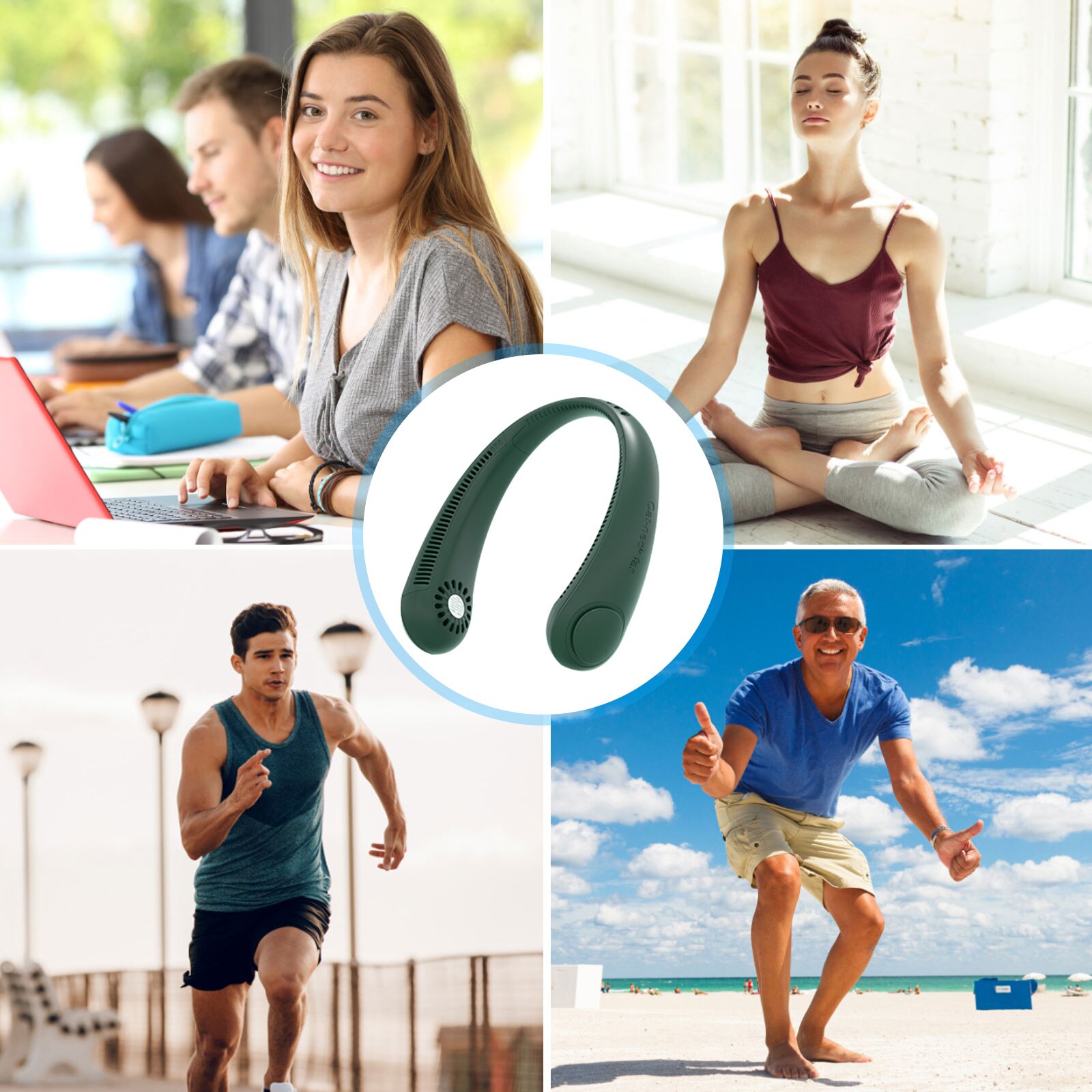 Neck Fan, USB Rechargeable, 3 Speed Adjustable, Handsfree Bladeless Cooler