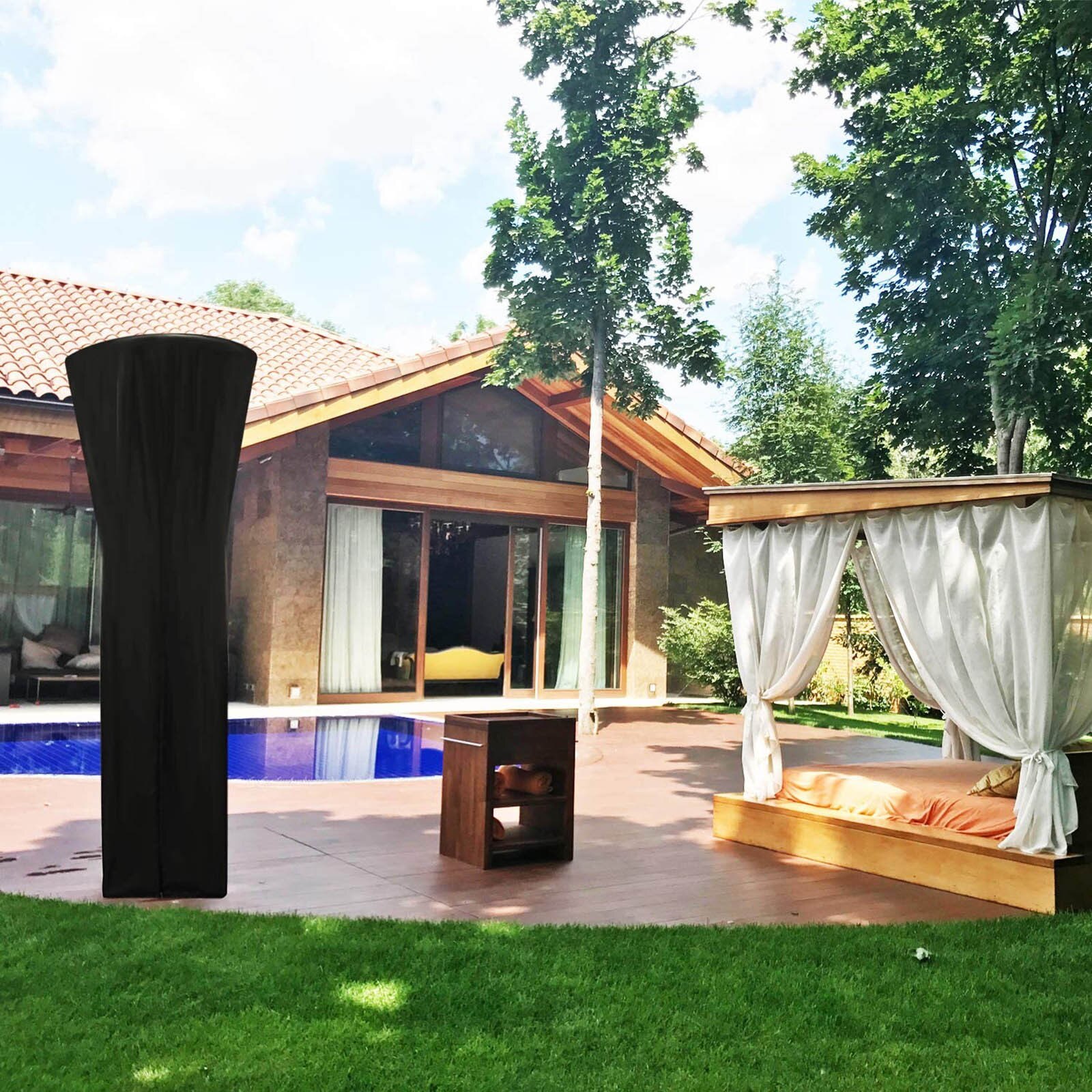Vor-staub Schutz Tuch Wasserdichte Terrasse Heizung Abdeckung Ich bin Freien Sonne Regen Polyester Garten Hof Heizung Abdeckung Stoff Abdeckungen