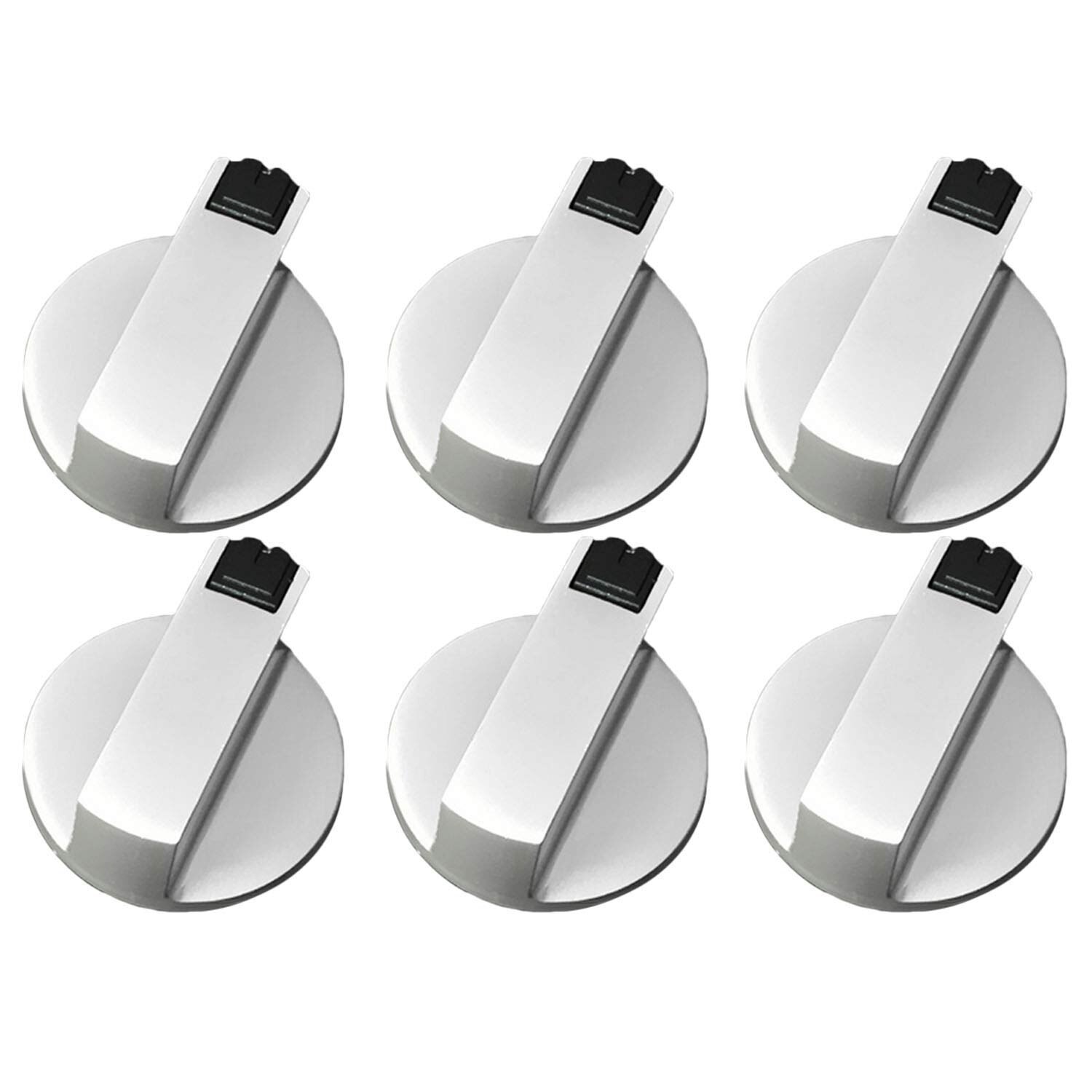 6pcs Stoves Cooker Knobs Oven Knob Zinc alloy Universal Silver Gas Stove Control Knobs Adaptors Oven Rotary Switch Cooking 6mm: Default Title