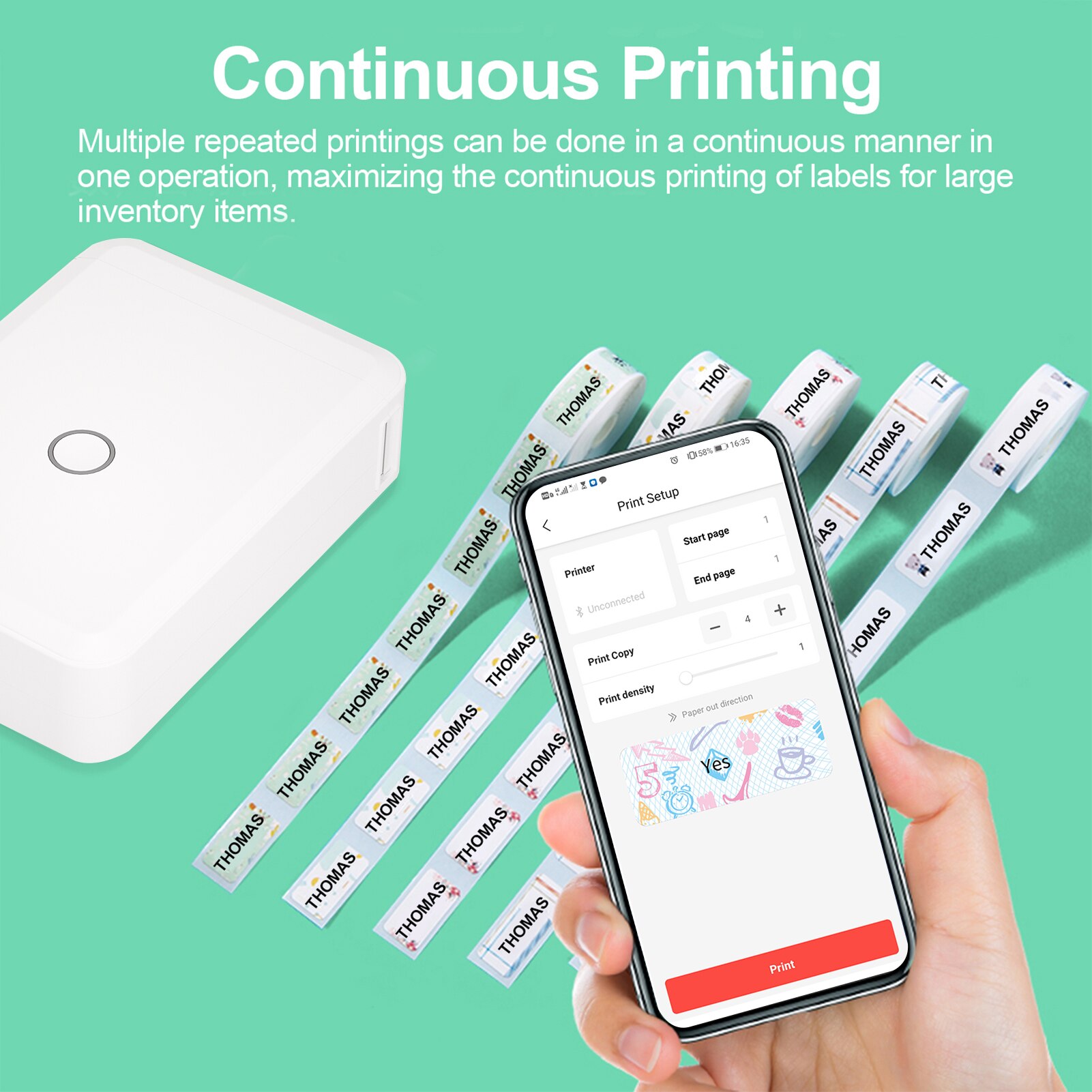 NIIMBOT D110 Label Maker Machine Mini Pocket Thermal Label Printer with 6 Label Rolls All in One BT Connect Prince Tag