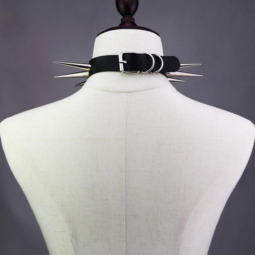 Big Long Spiked Choker Punk Collar Women Men Rivets Studded Chocker Chunky Necklace Goth Jewelry Metal Gothic Emo Accessories