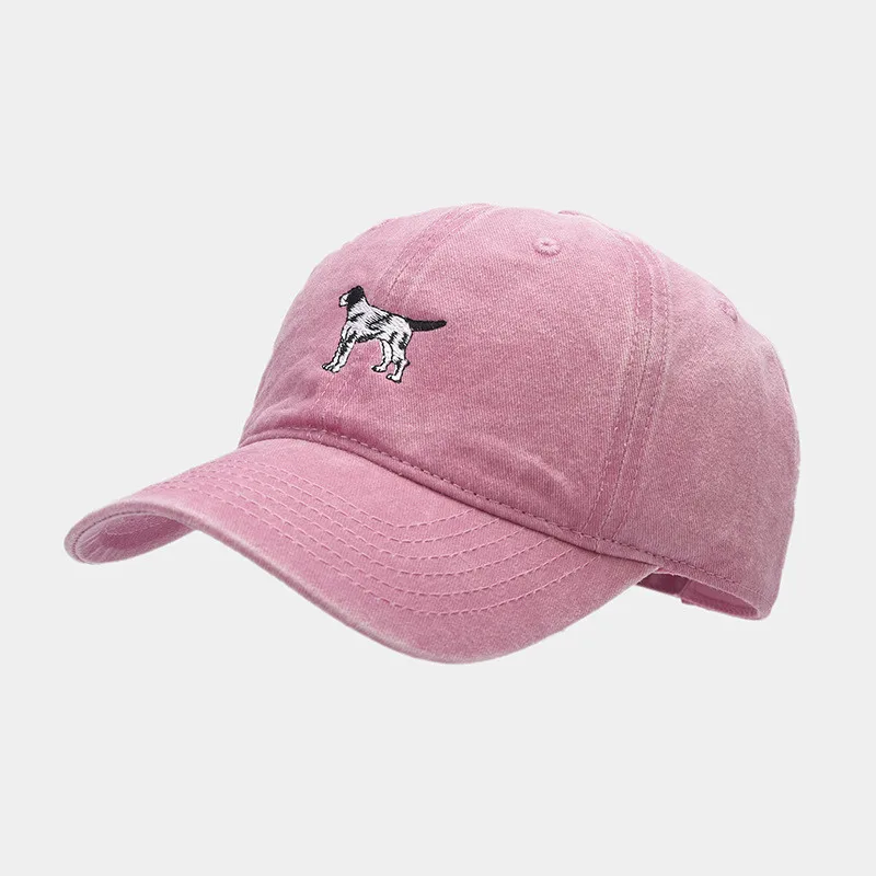 Gorra de béisbol con bordado de perro de dibujos animados para hombre y mujer, gorro ajustable, Snapback, para exteriores, para las cuatro estaciones, 11: Rosa