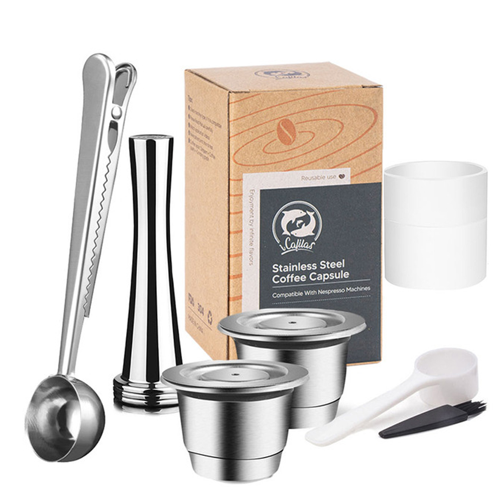 Edelstahl Nespresso Nachfüllbare Kaffee Kapsel manipulieren Wiederverwendbare Kaffee Schote Coffeeware Zubehör Für Barista Espresso Hersteller: Beige