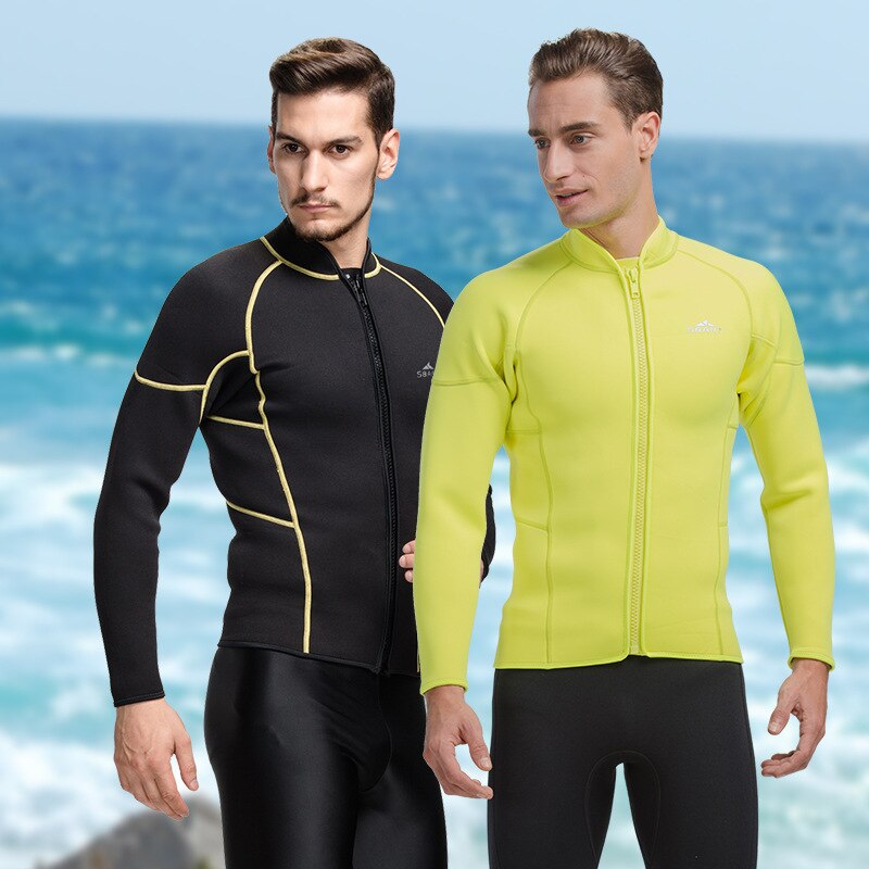 Sbart 3mm Neoprene Wetsuit Top Men Long Sleeve UV Protection Warm Surf Jacket for Diving Spearfishing