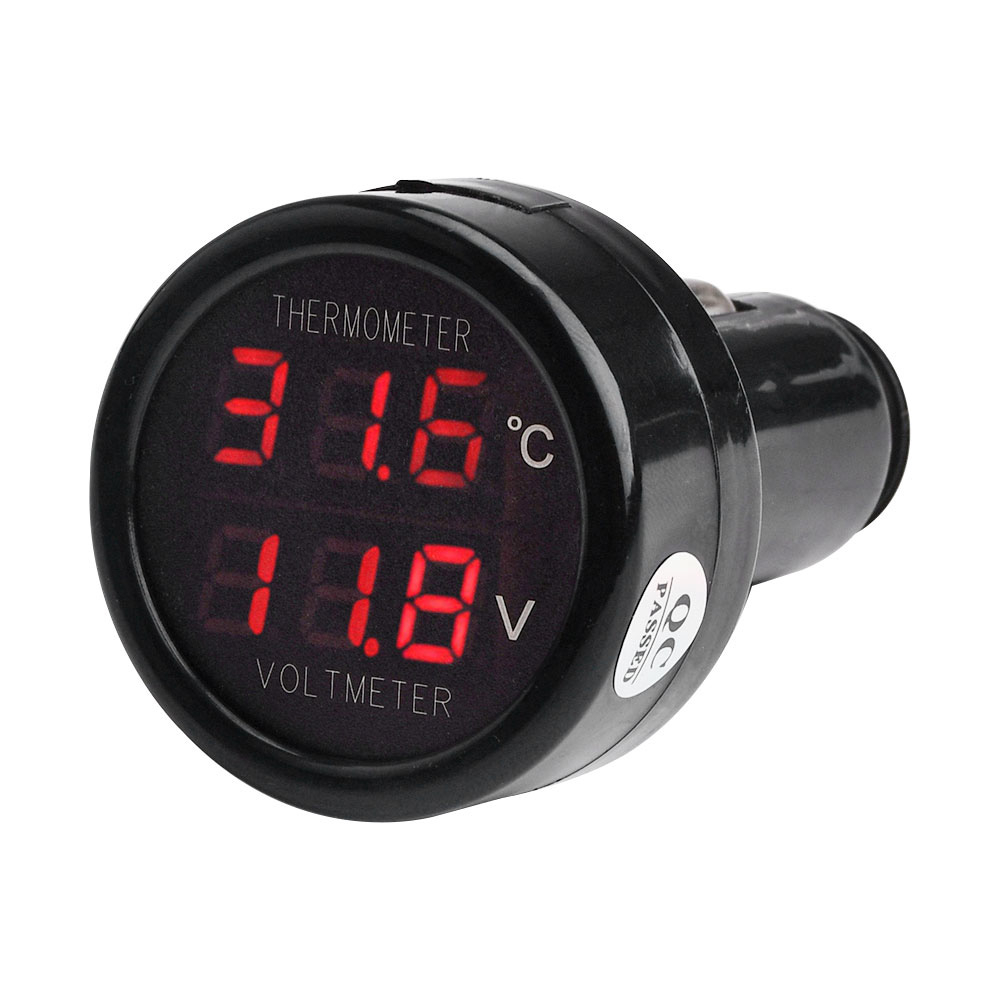 12 V 24 V 36 V Digital Auto Voltmeter Thermometer Zigarettenanzünder Stil 2 in 1 DC 8 V-36 V Batterie Monitor Spannung Temperatur Meter: verrotten