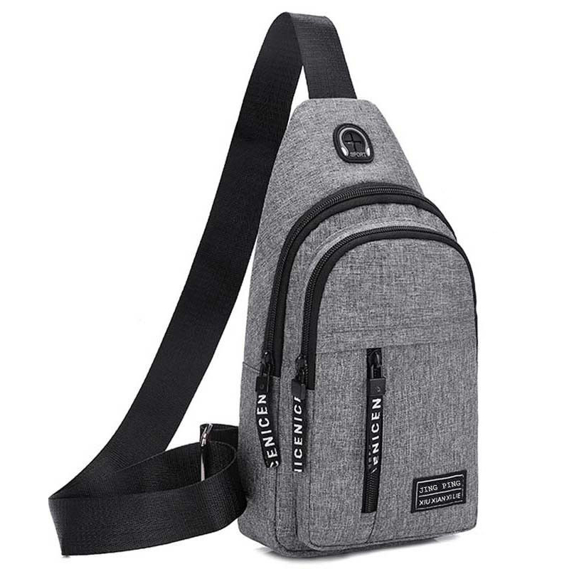 Men Shoulder Bags Chest Bag Multifuncional Crossbody Bags Travel Sling Bag: GRAY