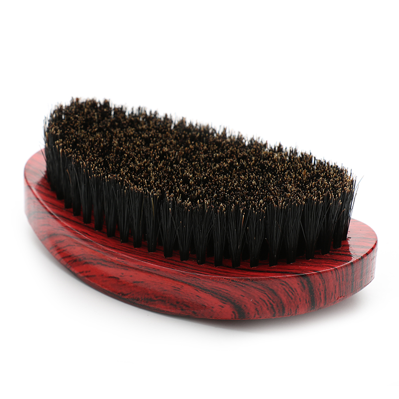 DREWTI-cepillo de pelo de caoba de mango corto para hombres africanos, peine de ondas, cerdas de jabalí, cepillo Afro de peluquería, 360 de onda, medio duro
