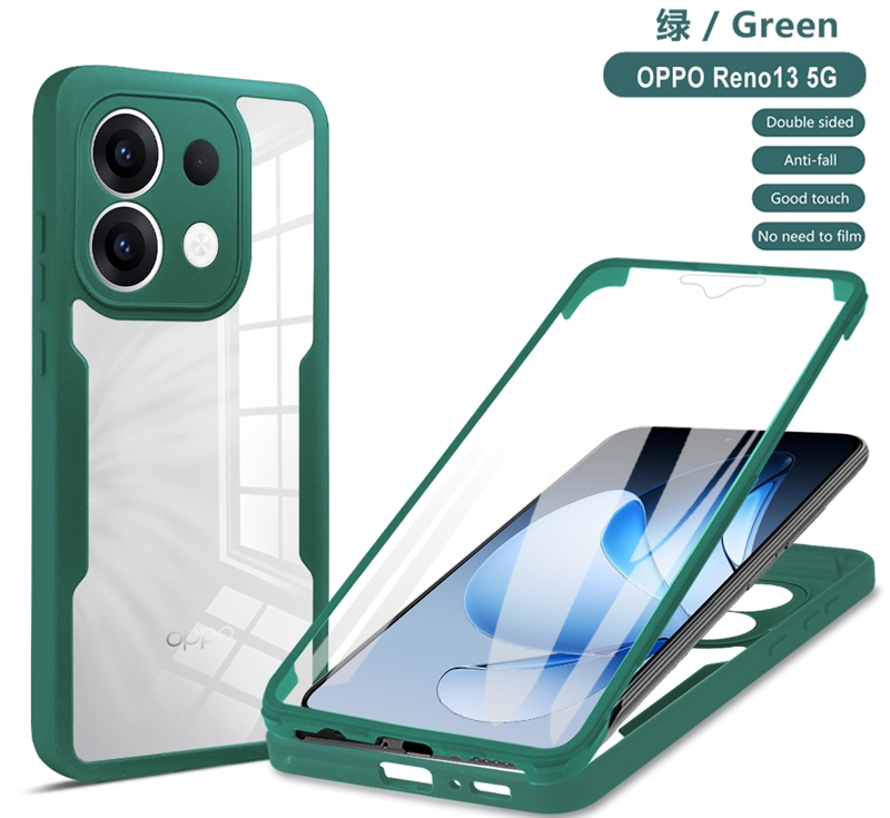 Protecteur d'écran complet 360, étui Transparent pour OPPO Reno 13 13F 13 F Reno13F Reno13 Pro, housse de téléphone antichoc: ABS / Trans-Rose foncé