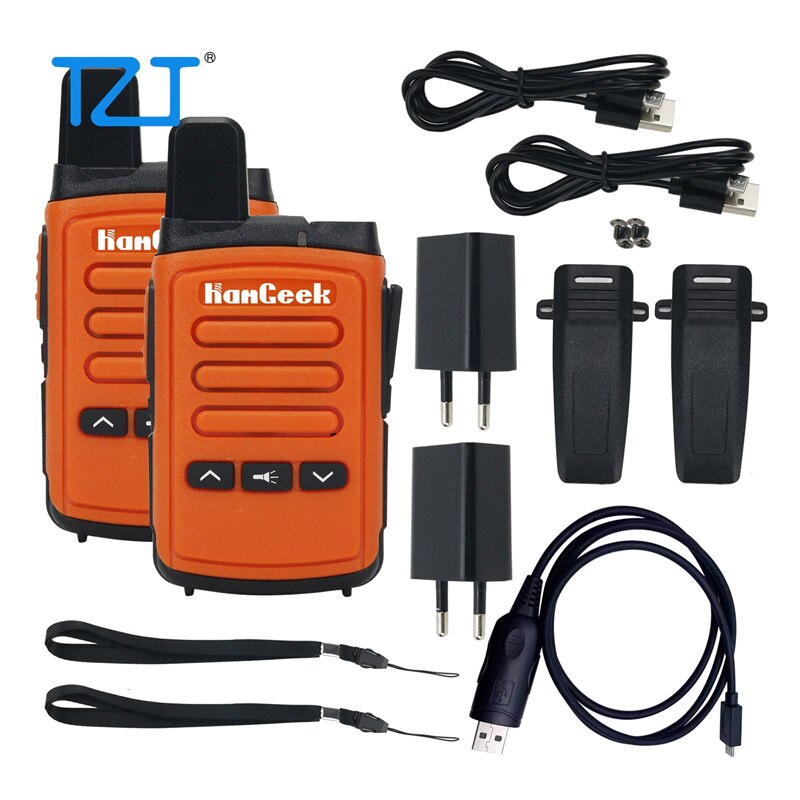 Tzt 2Pcs Hamgeek Mini9300 8W 16CH Mini Walkie Talkie 1-10Km Vhf Uhf Transceiver Zwart/oranje Voor Hotel Fabriek: Oranje