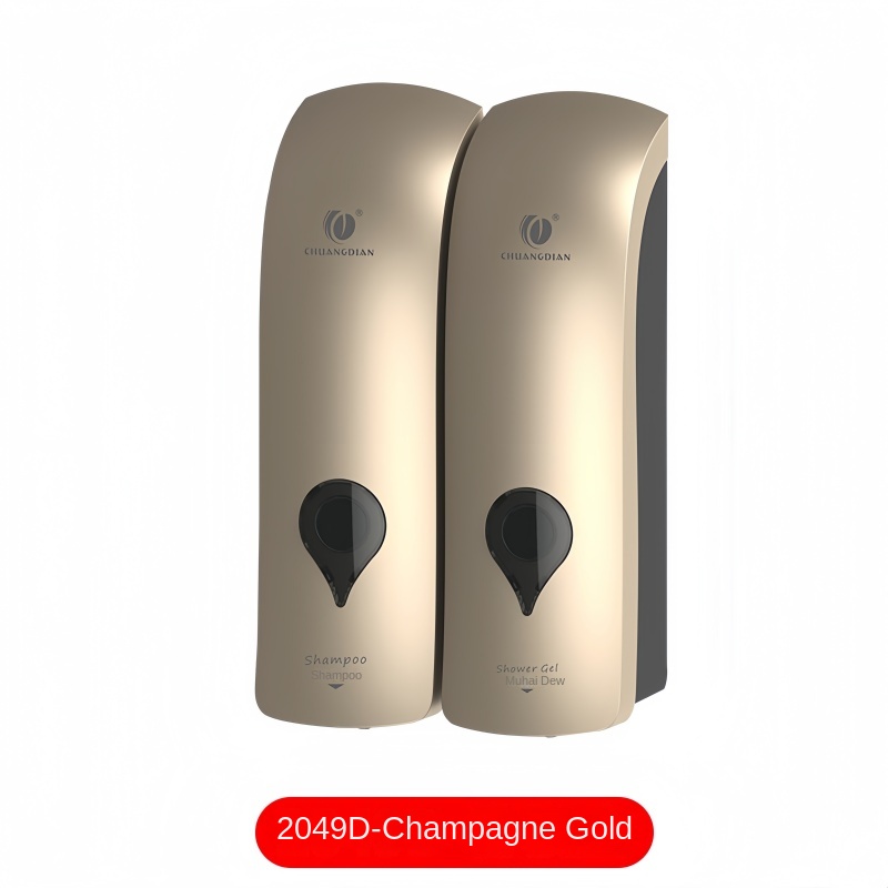 Wall Mounted Hand Soap Dispenser, Hotel, Bathroom, Household 2-in-1 Manual Press Soap Dispenser, No Drilling Installation: Champagne