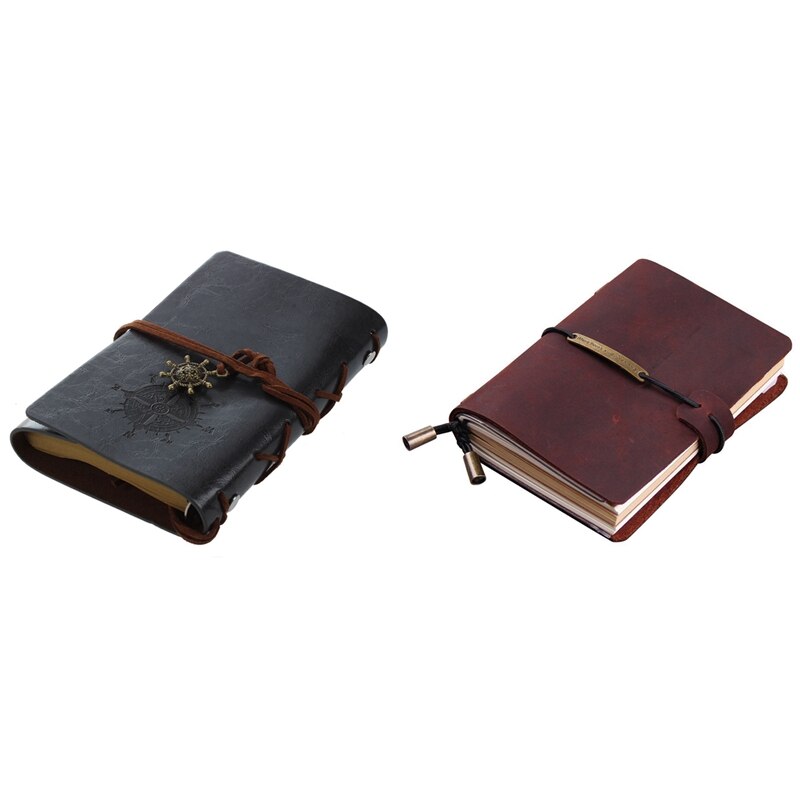 Leather Bound Blank Pages Journal Diary Notepad Notebook (Black) S & Leather Notebook for Men & Women, Red Wine