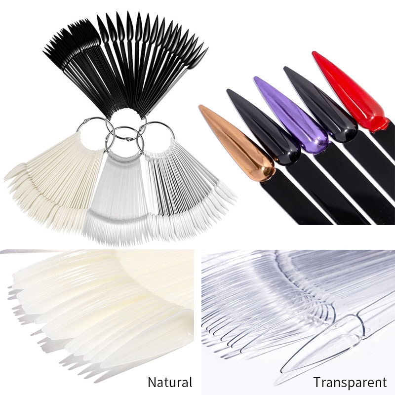 Lemooc nature clear black nepnagels tips volledige kaart waaier vingernagelkunst display oefen acryl uv gellak gereedschap decoratie