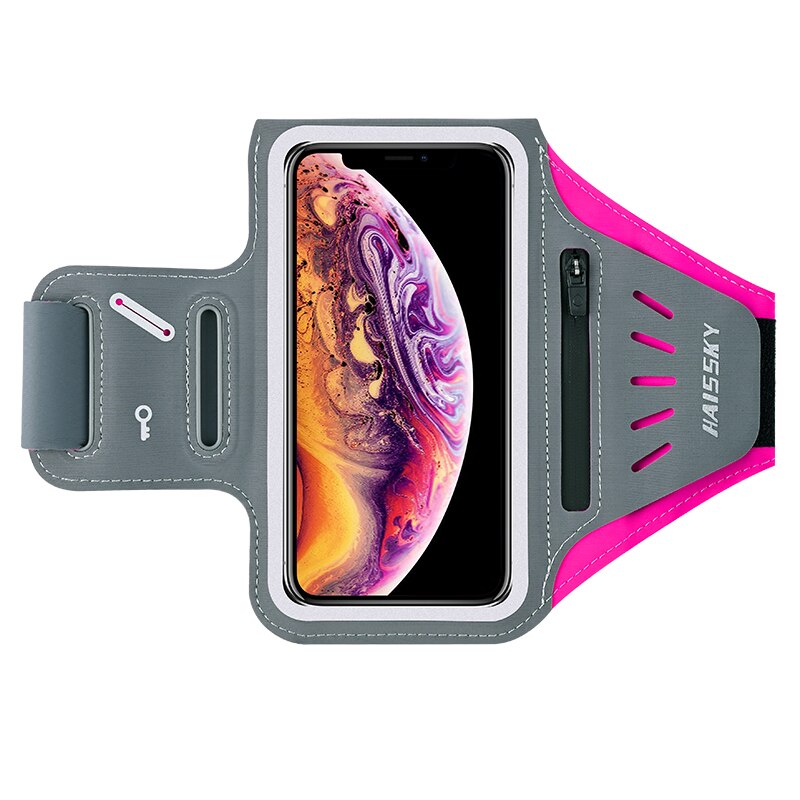 HAISSKY 6.9&quot; Zipper Pocket Running Sports Armbands Pouch GYM Fitness Brassard Case Waterproof Armband For iPhone Samsung Xiaomi: HSK3061 Rose