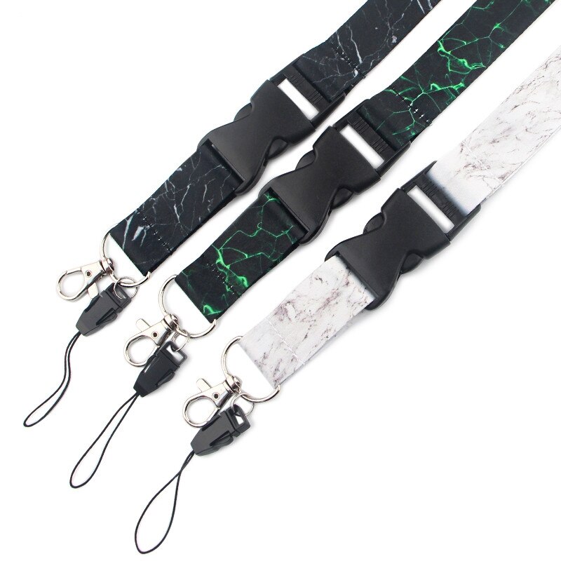 Marble Printing Neck Strap Keychain Lanyard For Keys Women ID Badge Holder Keycord DIY Hanging Rope Mobile Phone Accessories