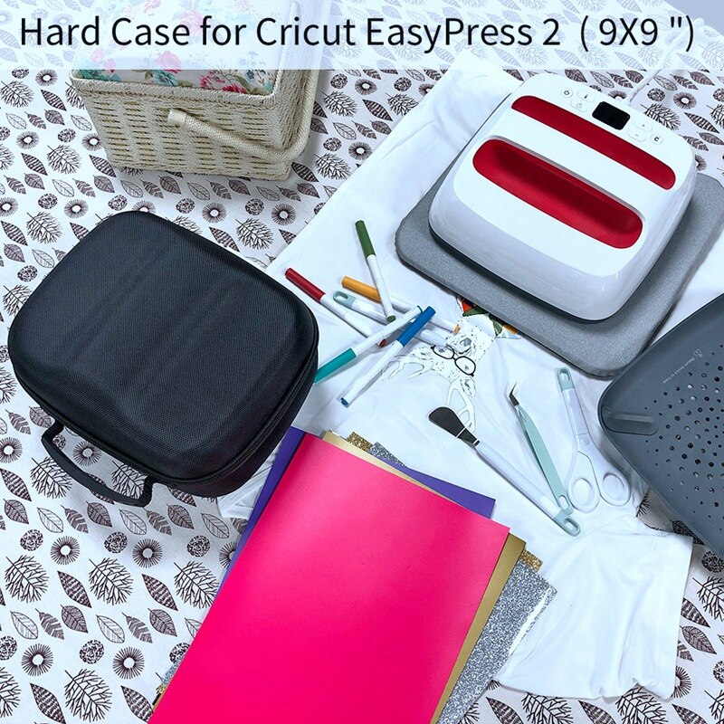 EVA Waterproof Shockproof Carrying Hard Case for Cricut EasyPress 2 (9X9 Inches) Black