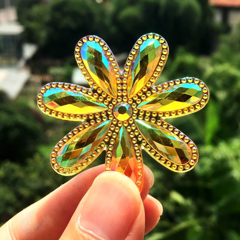 12pcs 46mm Grote Bloemen Strass Applicaties Plaksteen Acryl Stones Strass Kristallen Voor DIY Ambachten bruiloft decoratie HZ10 * 6