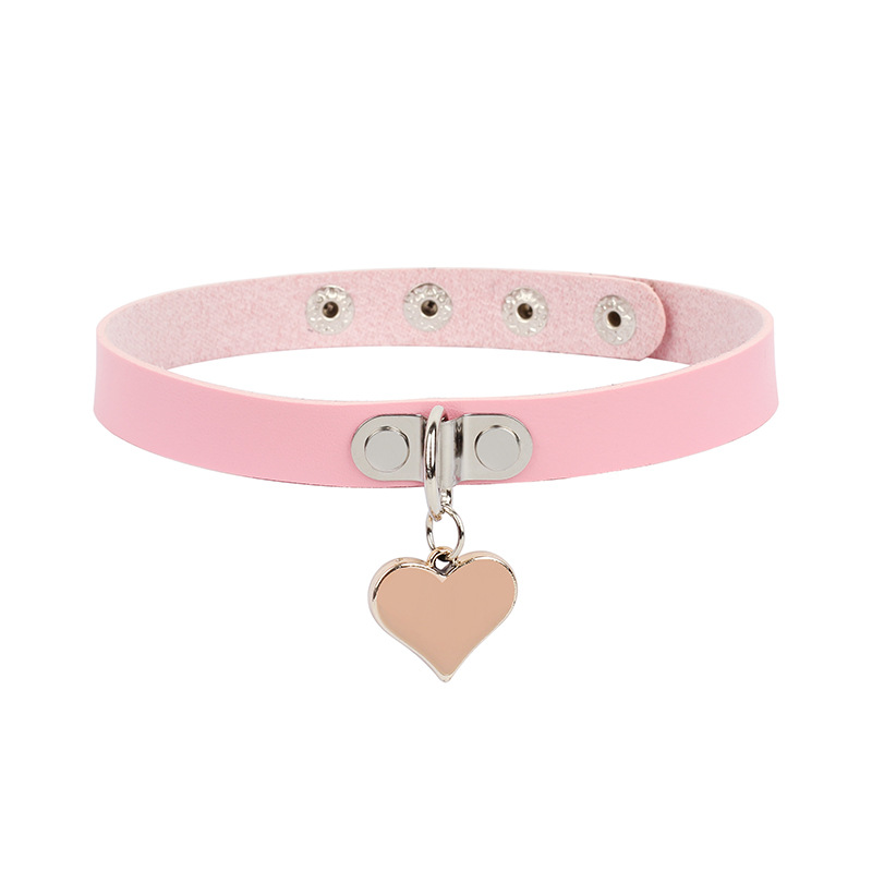 New gothic punk leather choker necklace for women, teens, and girls, studded heart cross collar necklace, rock jewelry