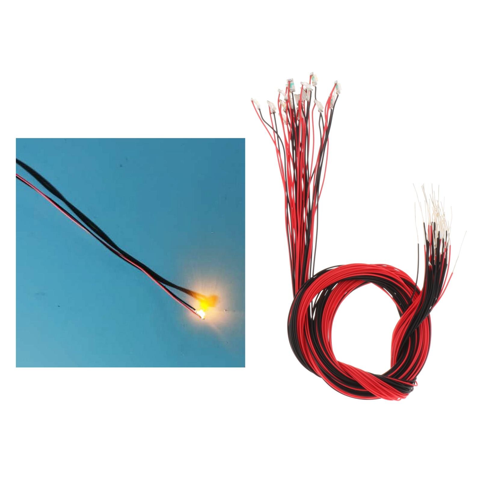 20pcs Pre-soldered Micro Litz Wired LED Leads Wires 30cm DIY Wired Leads Light for Model Hand-made Lights 3V Wired Led Leads War