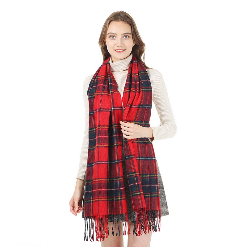 Catei Karrui Dame Winter herbst schal denker warme weibliche schal Schal Frauen einfarbig kaschmir schals mit quaste: GRLA-A8