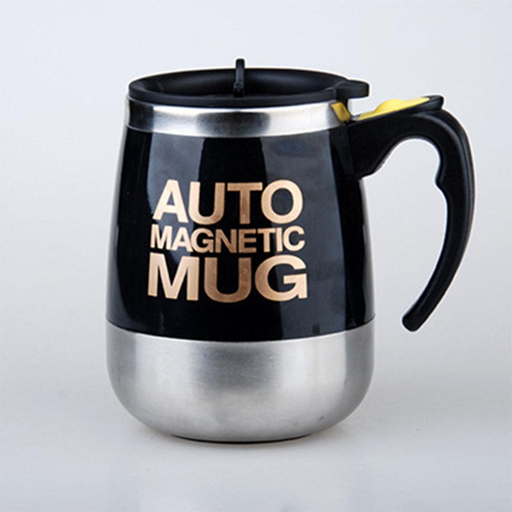 Self Stirring Mug 401-500 Ml Stainless Steel Magnetized Anti-scald Mixing Cup with Lid Handgrid Cup MugWirh Lid for Coffee Milk
