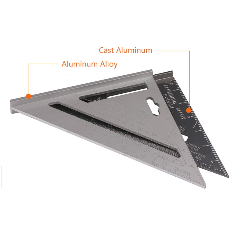 7" Triangle Square Ruler Aluminum Alloy Speed Protractor Miter For Carpenter Tri-square Line Scriber Saw Guide Measurement Tool