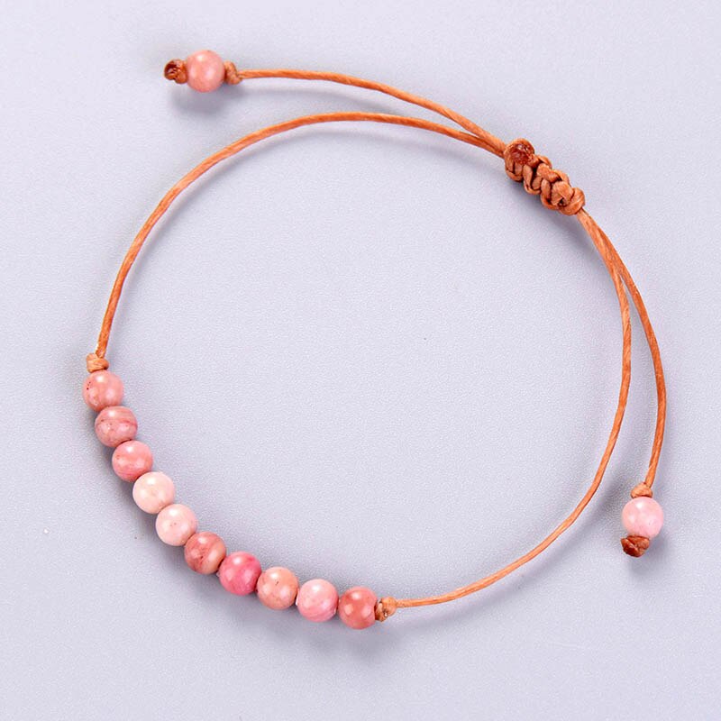 Handmade Boho Natural Stone Adjustable Bracelet Boho Bead Simple Bracelet String Strand Bracelet