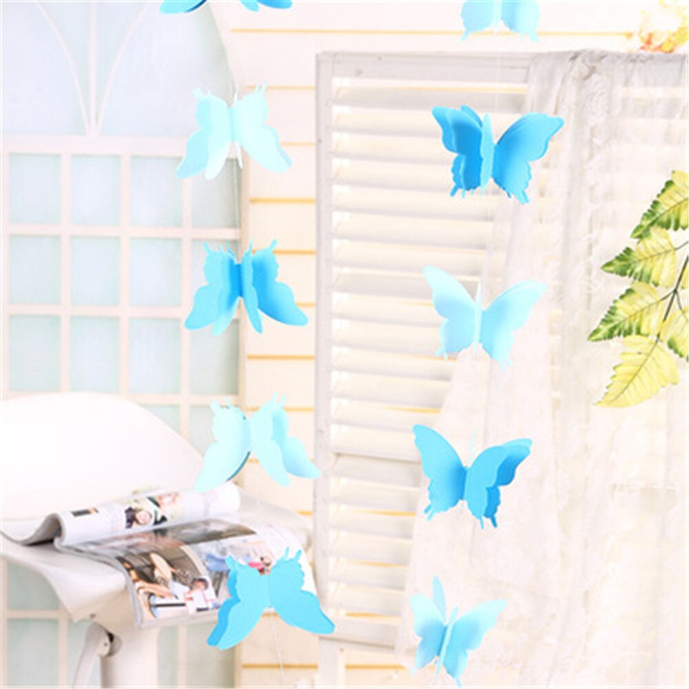 3D Paper Butterfly Garland Buntings for Wedding Party Birthday Festival Diy Banner Hanging Decorations 3D Paper Butterfly String: blue