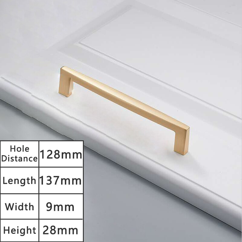 YUTOKO European Style Matte Gold Cabinet Handles Solid Brass Kitchen Cupboard Pulls Drawer Knobs Furniture Handle Hardware: 105-128mm Gold