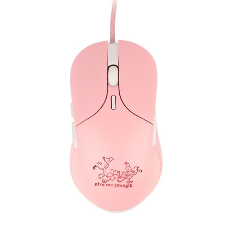 Pink Silent LED Light Optical Game Mice Ergonomic USB Wired Mouse with 3200 DPI and 6 Buttons for PC Notebook Computer Laptop