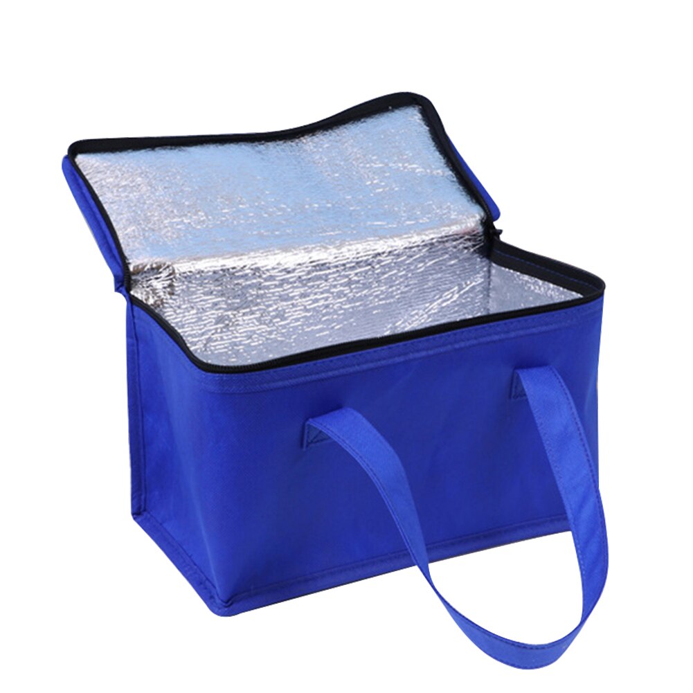 Geïsoleerde Thermische Koeltas Koele Lunch Voedingsmiddelen Drankje Dozen Drink Storage Grote Vierkante Gekoeld Tassen Zip Picknick Aluminiumfolie Voedsel tassen: Blue 28X14X17