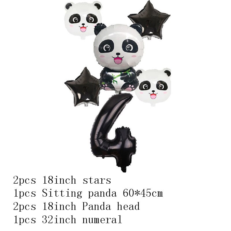 Panda Birthday Balloon Panda Banner Helium Foil Star Number Balloons Birthday Party Decoration Kids Animals Figures Aluminum: Balloon-Panda-4