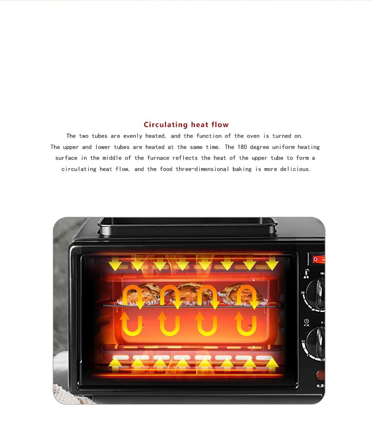 Multifunctional three in one breakfast machine household electric oven toaster frying pan mini oven