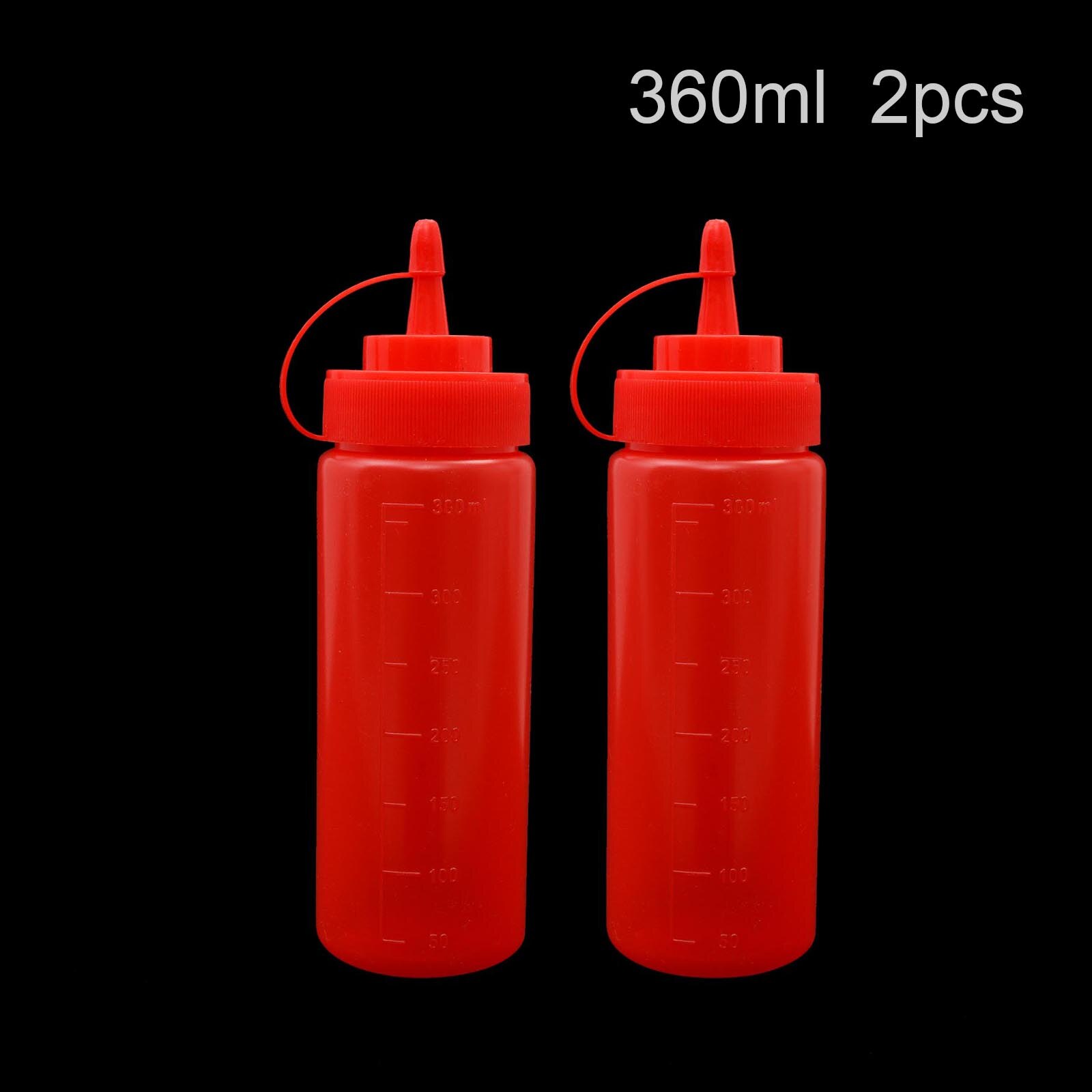 CellDeal 2Pcs Squeeze Flasche Salat Dressing Flasche Würze Spender Sauce Essig Öl Ketchup Menage Bin Tomaten Sauce Flasche: Red 360ml 2pcs