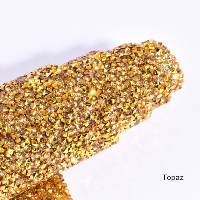 Tissu à strass brillants, 8 couleurs, 24x40cm, pour confection de robes pour nouvel an, DIY, , F0331: Topaz
