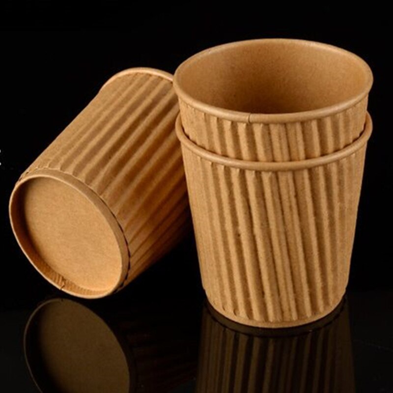 100pcs Disposable coffee cup 4OZ small paper cup yogurt tea juice tasting cups with white lids thick kraft paper takeaway cups