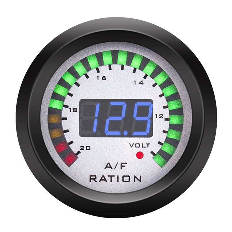 2 in 1 Air Fuel Ratio Gauge Voltmeter 12V 52mm Digital Car AFR Volt Meter Indicator Voltage Gauge with O2 Oxygen Sensor