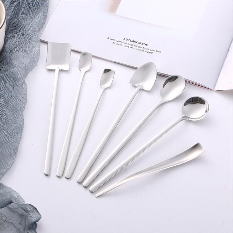 304 stainless steel tableware stirring coffee milk tea spoon dessert bar long ice spoon long handle honey spoons