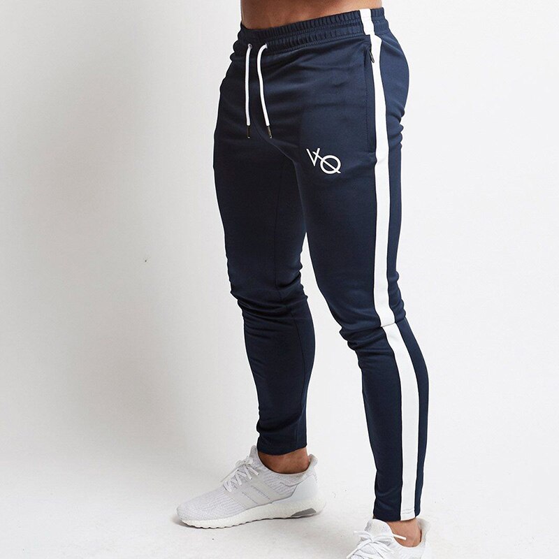 Man jogging Broek Training Outdoor Fitness Voetbal Broek Man Met Rits Mannen Broek: Asia M / Navy Zipper Pocket