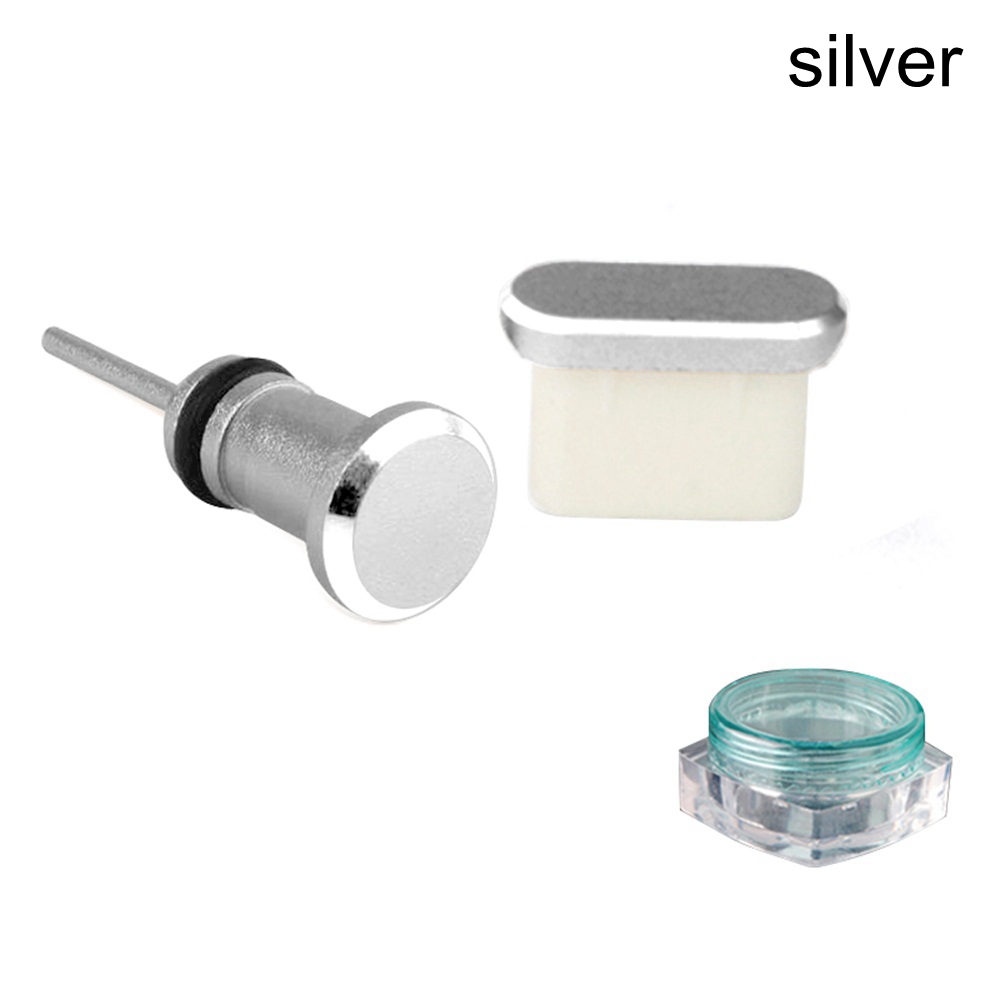Type C Charging Port Earphone Dust Plug 3.5mm Jack Interface Mobile Phone Card Retrieve Card Pin For Samsung Oneplus Huawei: silver
