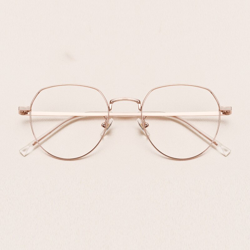 Pure Titanium Retro Blue Light Glasses Frame Women's Round Face Myopia Glasses Ultralight Men Trendy Optical Glasses Frame 1901: Rose Gold