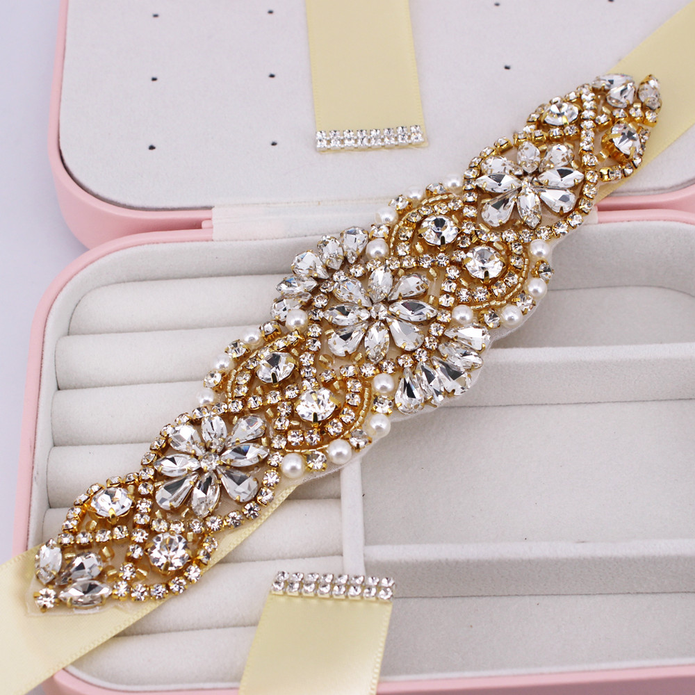 Kristal Parels Bruiloft Riem Strass Bruids Riem Rose Gold Diamond Bridal Sash Voor Bruiloft Accessoires Riem