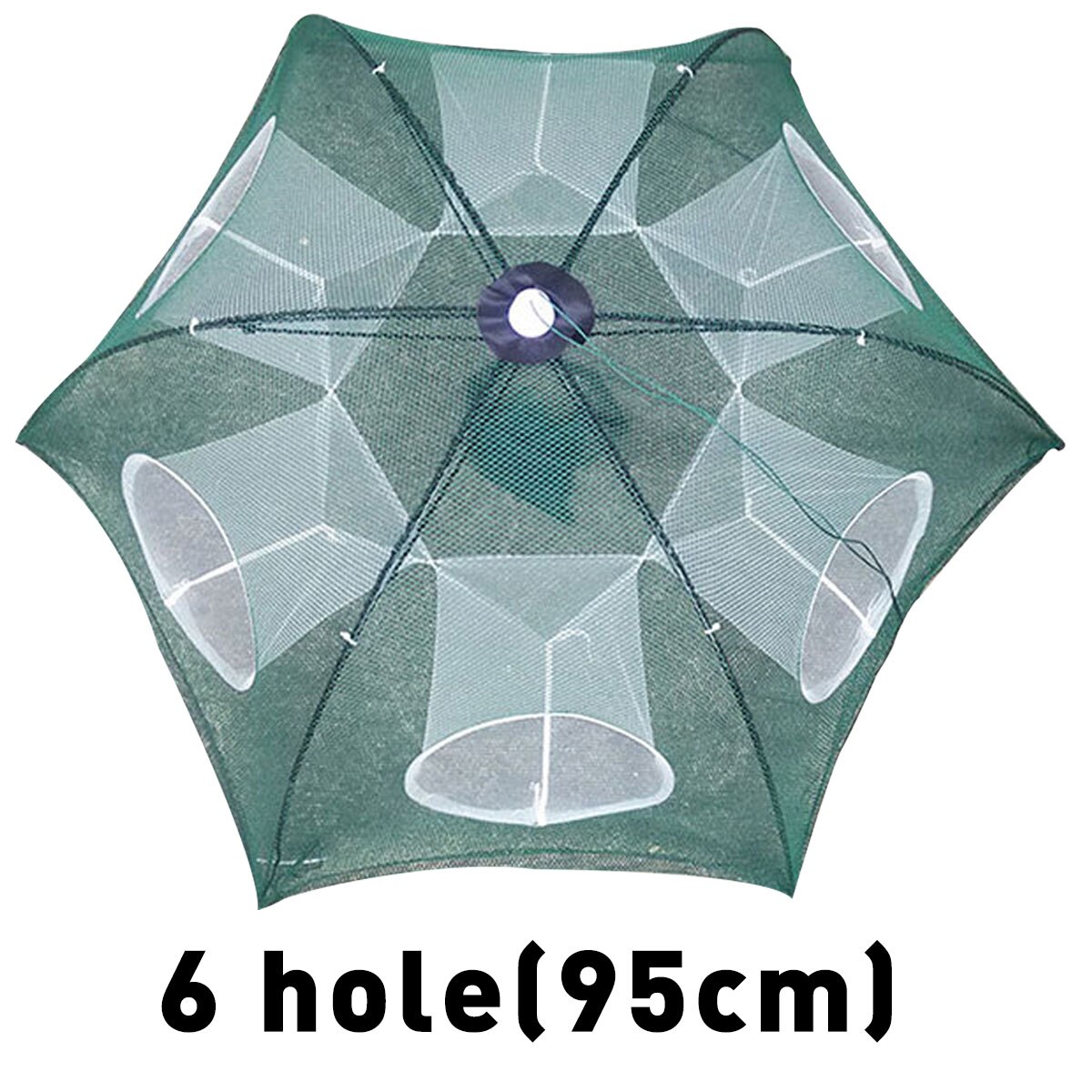 Durable 4-20 Holes Automatic Folding Fishing Net Shrimp Cage Nylon Foldable Crab Fish Trap Cast Net Cast Folding Fishing Network: 6 Sides 6 holes