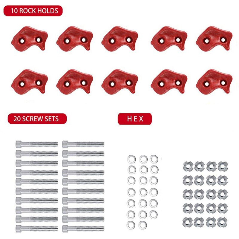 10ps wspinaczka skałkowa dla dzieci i dorośli-elementy montażbyć winnym w zestawie-skały wspinaczkowe dla majsterkowiczów ściana wspinaczkowa: czerwony