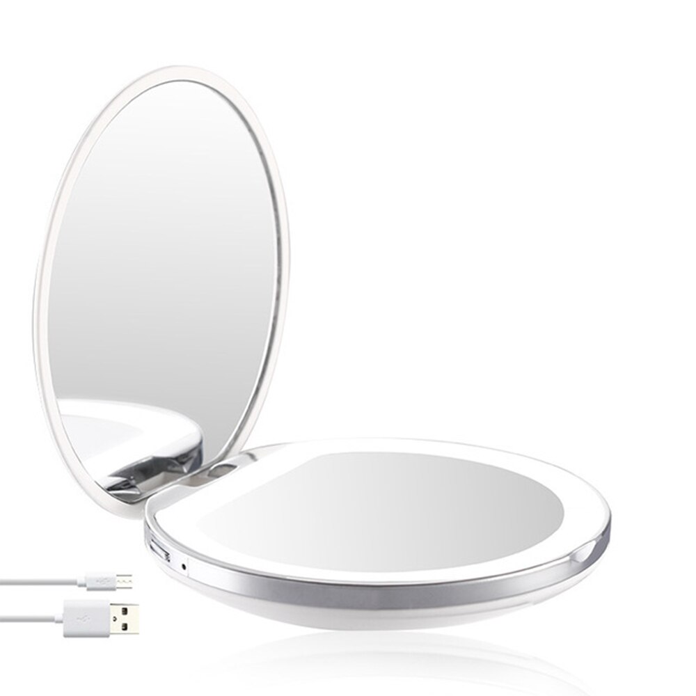 Magnifying Lighted Makeup Mirror Light Mini Round Portable Led Make Up Mirror Sensing Usb Chargeable Makeup Mirror