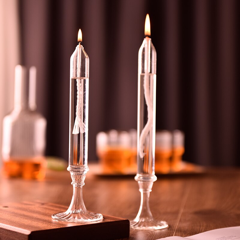 Minimalist Glass Candle Holder Crystals Cylinder Wedding Decoration Table Centerpieces Nordic Style Tea Candle Holder