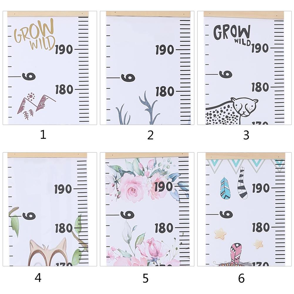Height Measure Ruler Kids Waterproof DIY Simple Home Decorative Baby Growth Charts Canvas Hanger with Stick