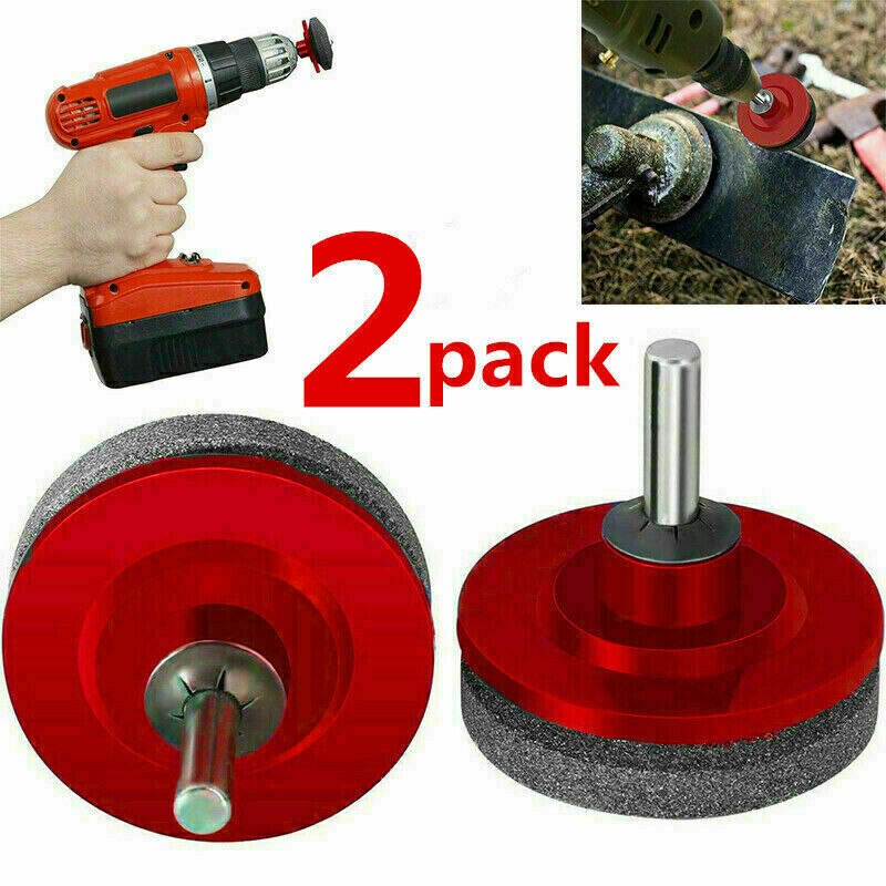 2Pcs Universal Lawn Mower Faster Blade Sharpener Grinding Power Drill Garden Kit(Red)