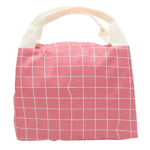 Women Kid Stylish Portable Flower Lemon Bird Food Catus Storage Bag Picnic Pouch food storage bag has a compact size, Beach bag: Pink plaid