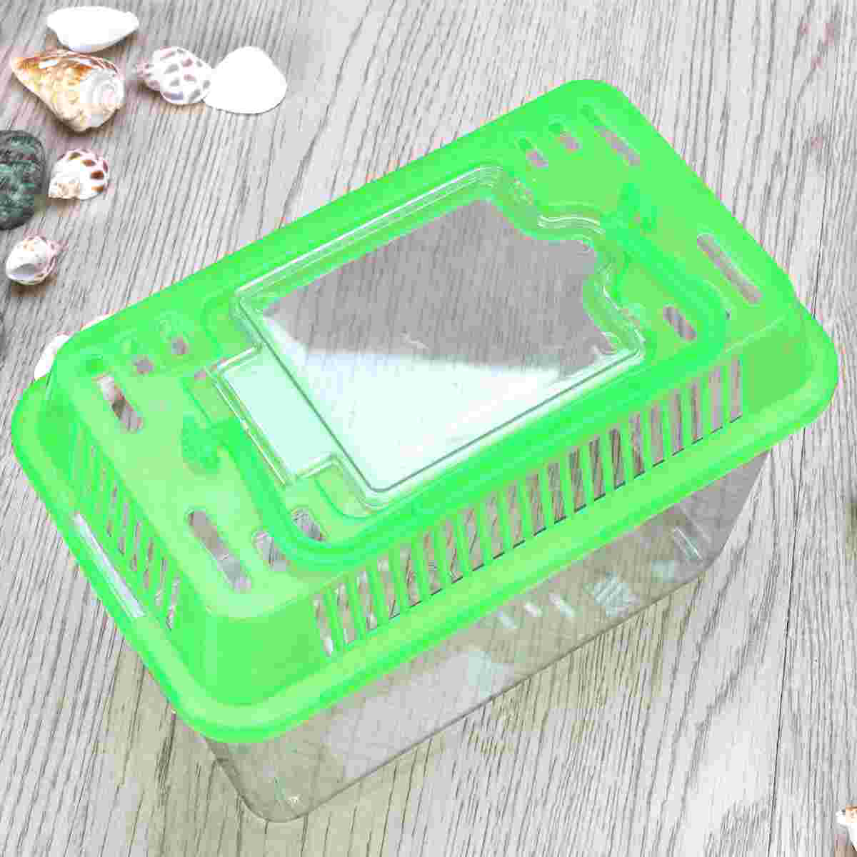 Mini Fish Tank Plastic Handheld Fish Tank for Turtle and Pet Fish (Red - Lid for Random)